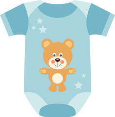 Blue baby bodysuit with teddy bear