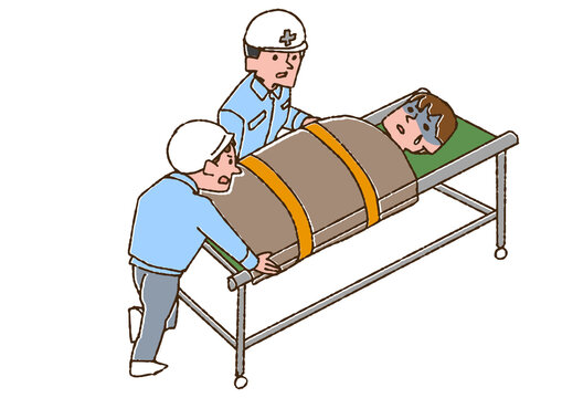 injured person on stretcher, workers helping clip art preview