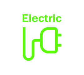 Electric vehicle icon logo. Vector illustration for green renewable energy source. Recharge plug symbol for clean energy.