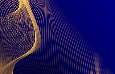 Thin wavy lines of yellow hue on a blue background
