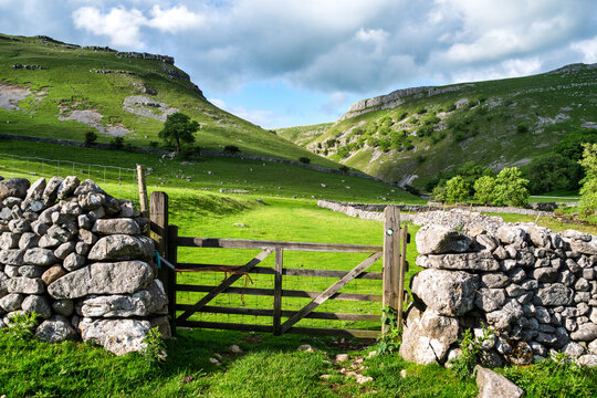 Gate leading to Goredale Scar, Malham, North Yorkshire, England, UK