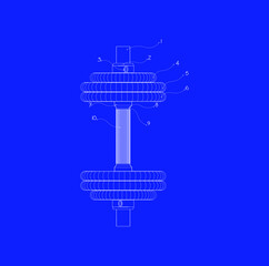 Blueprint icon of barbell - Vector