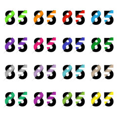 Fototapeta premium Paper cut number eighty five 85. Realistic 3D multi layers papercut effect isolated on white background. Figure of alphabet letter font. Decoration element for birthday or wedding greeting design
