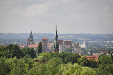 Fototapeta na wymiar Kraków, panorama miasta z Kopca Krakusa, 