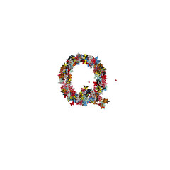 Colored Butterfly Forming Typeface Q