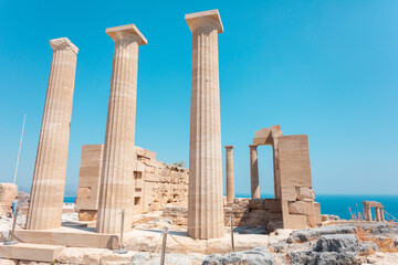 Acropolis in Lindos city, Rhodes island, Greece