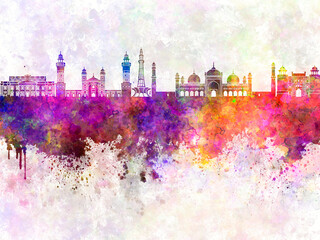 Lahore skyline in watercolor background