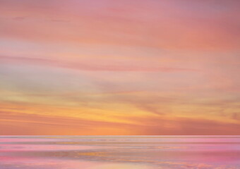 pink sunset at sea  water reflection sun light on  gold yellow  clouds sky  nature background