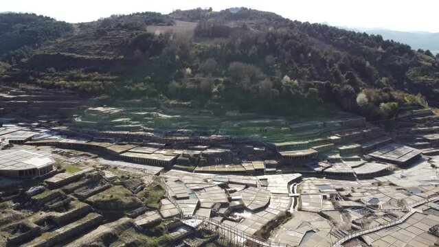 salted flats seen from above in A&ntilde;ana, Alava, spain
