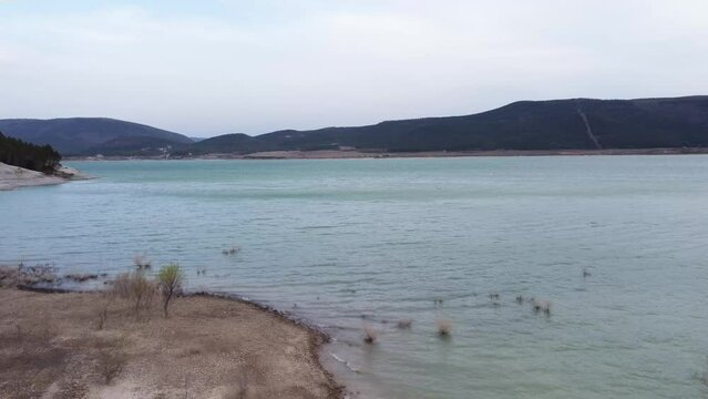 water lake in yesa, navarre, spain