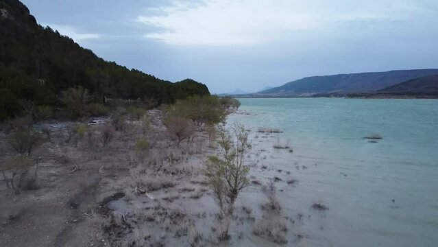 water lake in yesa, navarre, spain