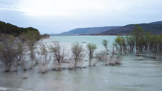 water lake in yesa, navarre, spain