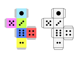 Cube Dice Template Vector Design for Paper Cut