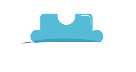 Image of blue piece of puzzle on white background