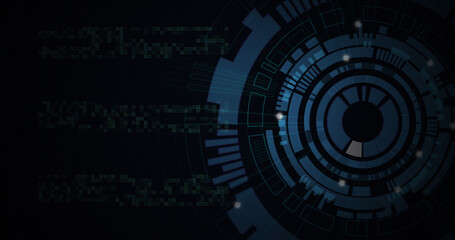 Obraz premium Image of moving circles with light spots on black background