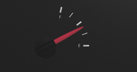 Image of fuel gauge moving over grey background - obrazy, fototapety, plakaty