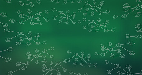 Image of network of connections over green background
