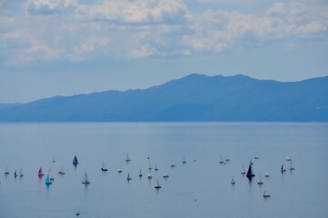 Sailing boat Regatta Fiumanka in Rijeka 2021.Sailing boats in the regatta Fiumanka in front of Rijeka. Fiumanka is one of the most popular regattas in Croatia with long tradition.