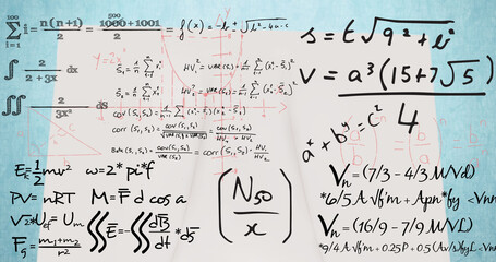 Image of mathematical equations in school notebook