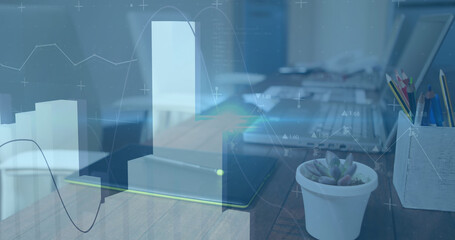 Image of data processing over empty office