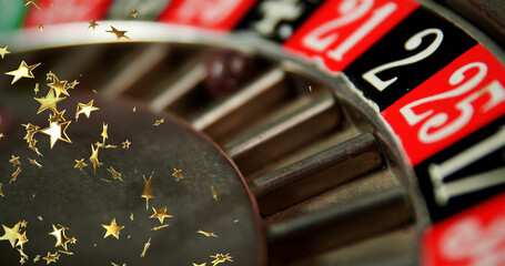 Obraz premium Image of moving stars over roulette in casino