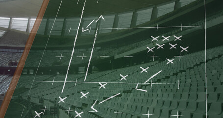 Obraz premium Image of drawing of game plan over empty stadium