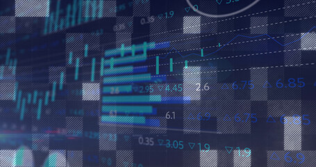 Image of financial data processing over black background