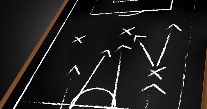 Image Of Drawing Of Game Plan Over Black Background