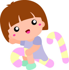 Cute girl on the candy cane