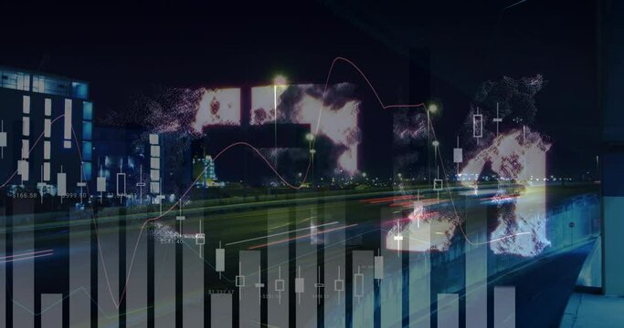 Animation of data processing over cityscape