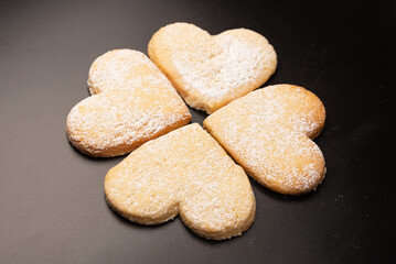 Shortbread in the shape of a heart isolated on white background.