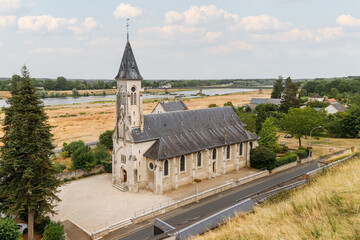 Catholic church near Chaumont-sur -Loire castle in Loire valley, France.