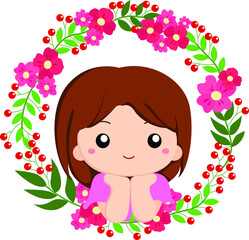 girl with flower wreath