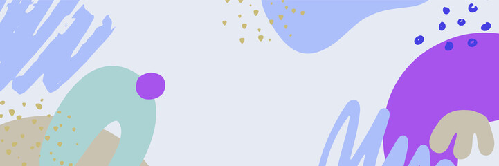 Beautiful feminine banner for social media background. Templates for posts and banners with minimal abstract organic floral flower leaves hand drawn shapes composition in contemporary collage style