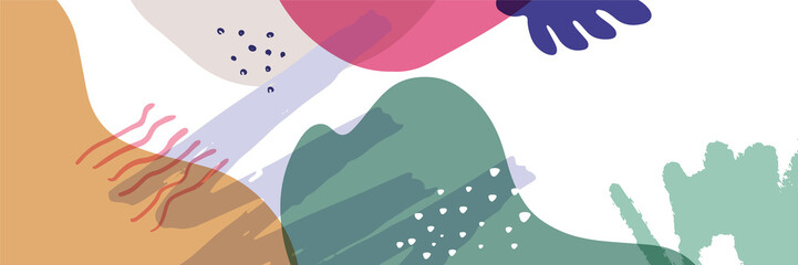 Modern boho abstract hand drawn colorful presentation design background