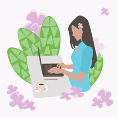 Fototapeta na wymiar woman with laptop