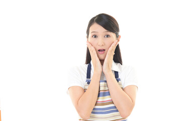 Fototapeta premium 驚くエプロン姿の女性