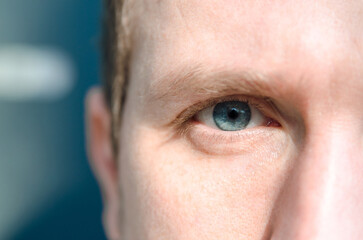 Close up portrait of caucasian man with blue eyes. Ukraine man