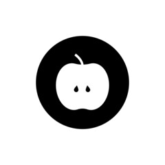 Obraz premium Slice apple icon in black round