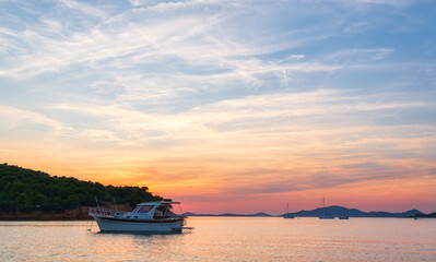 Fototapeta na wymiar Tranquility sunset on the sea travel photo