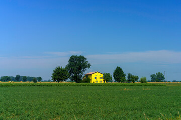 Yellow house in the country near Fontanellato, Parma