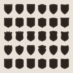 Vector set of different face vintage medieval Shields.