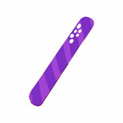 Cartoon candy stick. Violet Lollipop isolated on white background. Hand-drawn purple sweet dessert with wrapping for kids party, Easter, birthday, Christmas. Vector kawaii trick or treat illustration