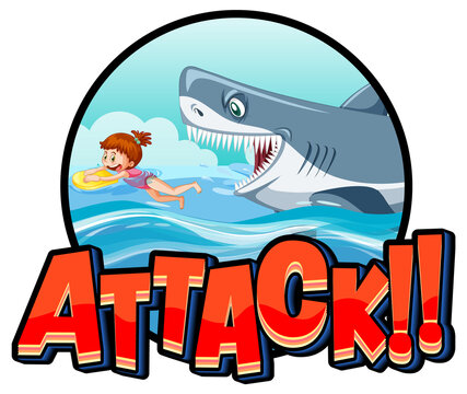 A Marine logo with big blue shark and Attack text