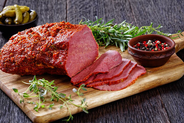 fresh sliced beef pastrami, roast beef meat