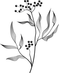 Abstract flowers, line art decoration for wallpaper, and wall art design. Use for laser cutting. Modern contour drawing object	