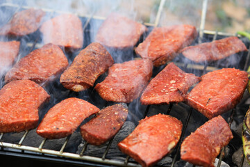 Turkish sausage on the grill.