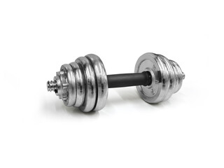 Metal dumbbells, isolated on white background. gym, fitness and sports equipment symbols