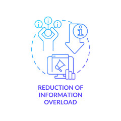 Reduction of information overload blue gradient concept icon. Role of information industry abstract idea thin line illustration. Isolated outline drawing. Myriad Pro-Bold font used