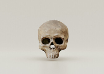 human skull on yellow bright background - 3D render
